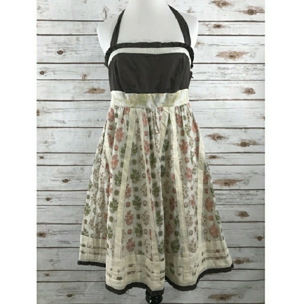 Anthropologie Floreat 4 embroidered halter dress